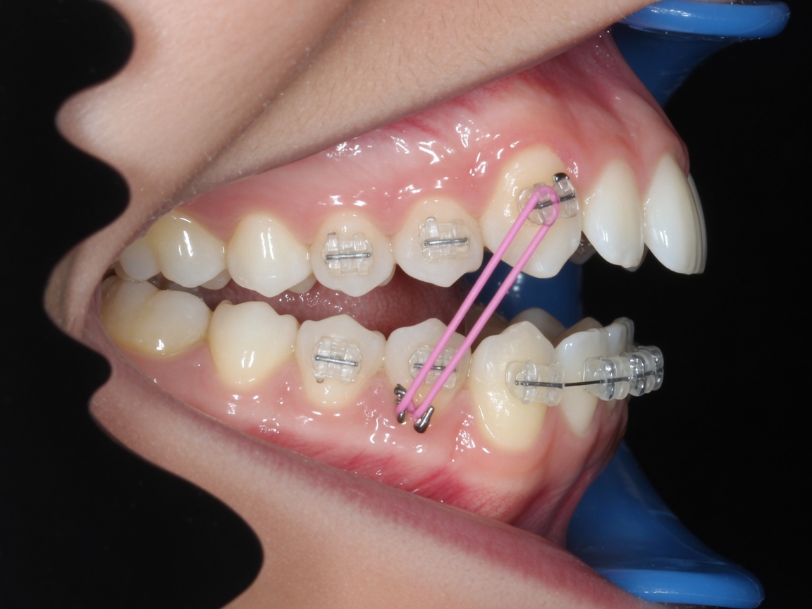 Profil d’occlusion après correction par élastiques orthodontiques