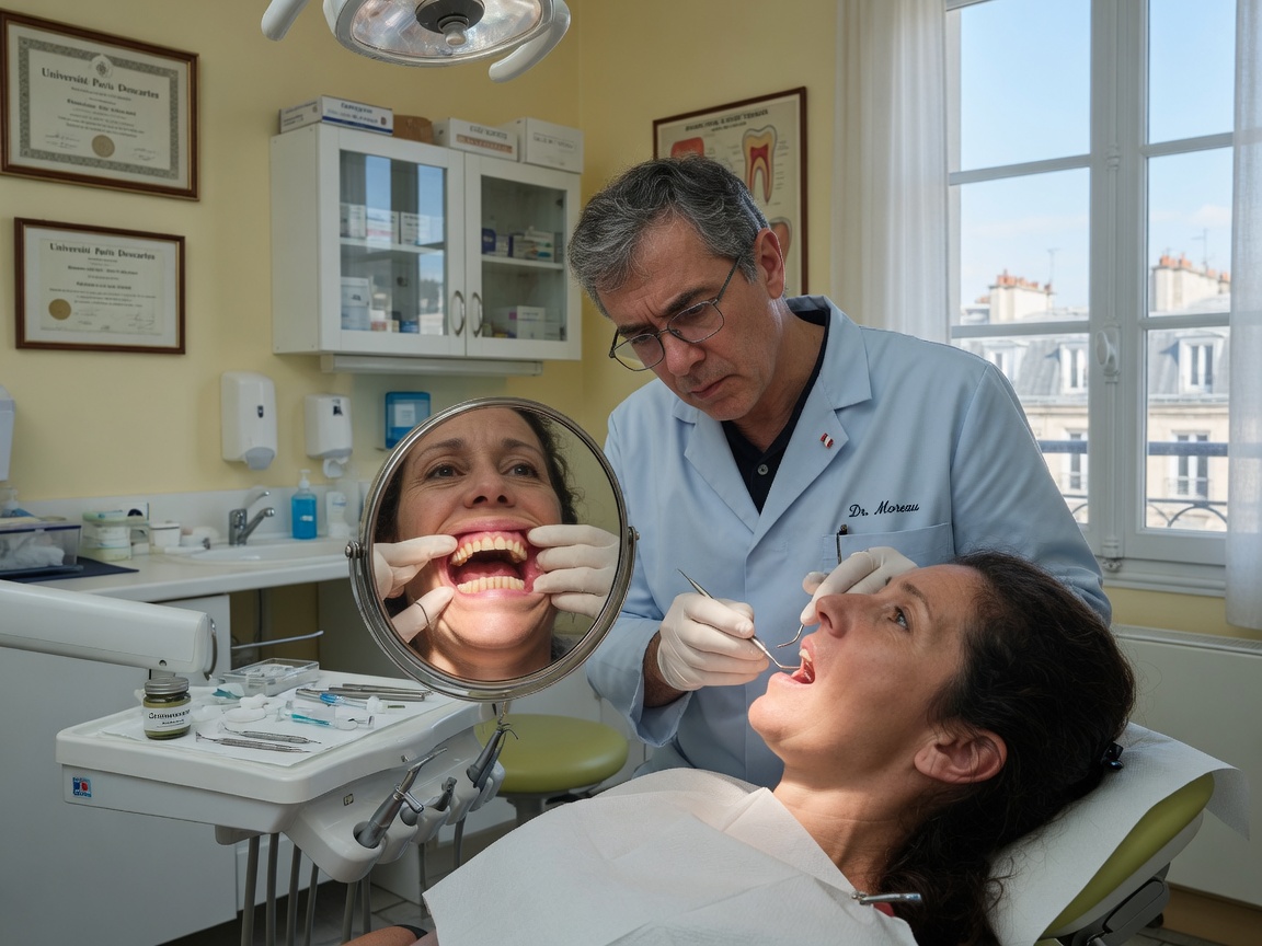 Examen des gencives chez le dentiste face à une récession gingivale