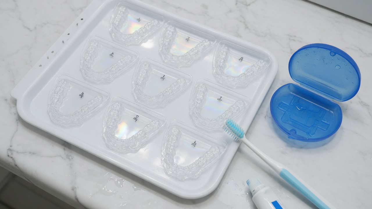 Série de gouttières Invisalign dont le coût entre dans le devis global du traitement