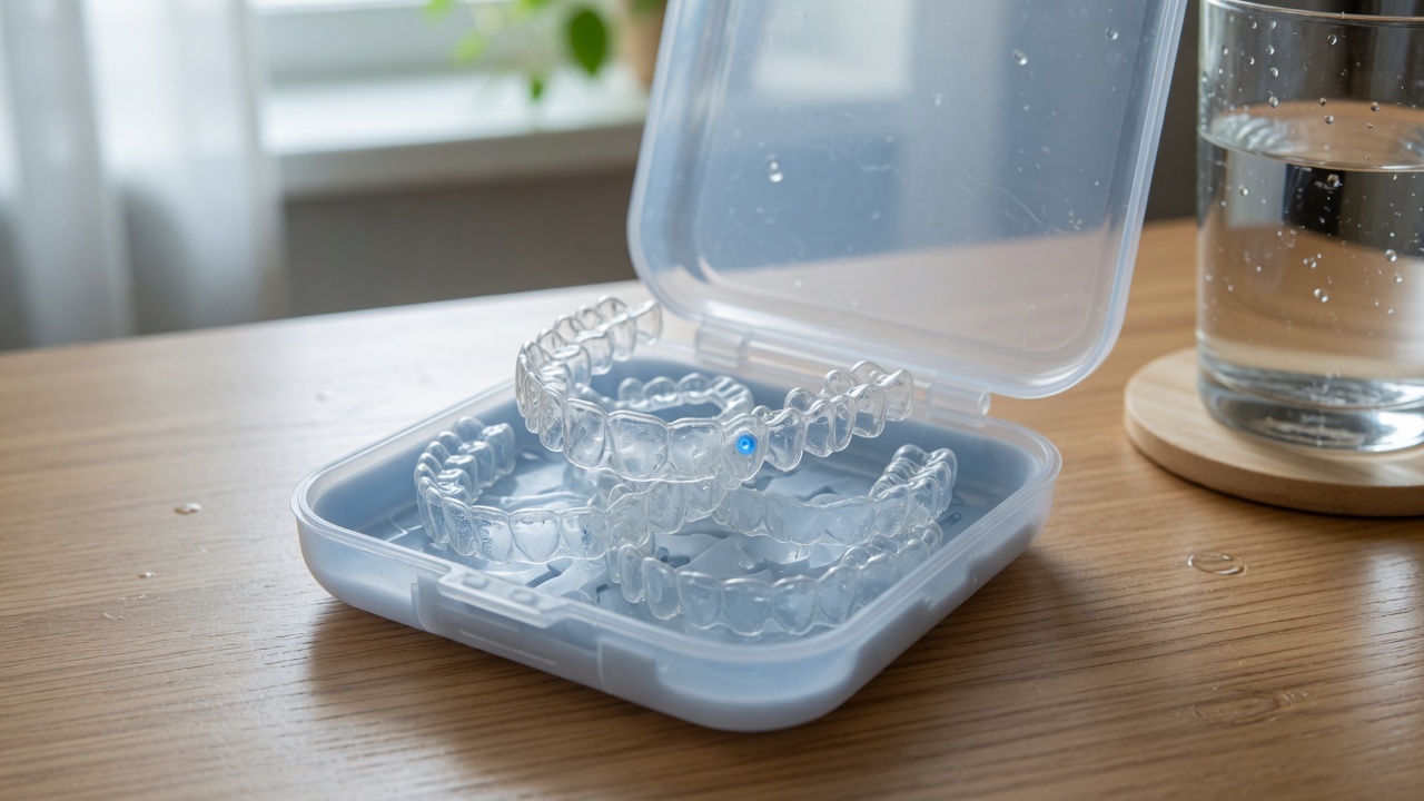 Série de gouttières d'alignement transparentes pour un traitement d'orthodontie adulte