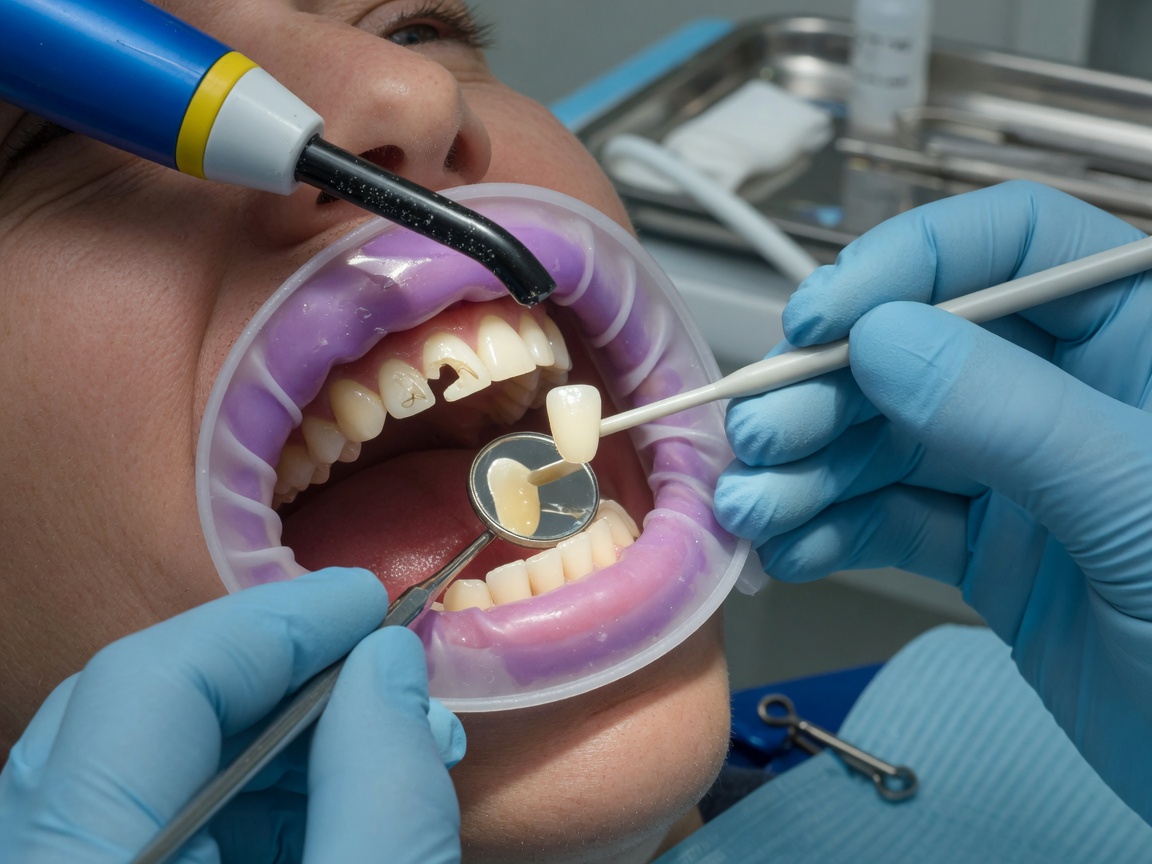 Pose d’un composite pour réparer une dent antérieure cassée
